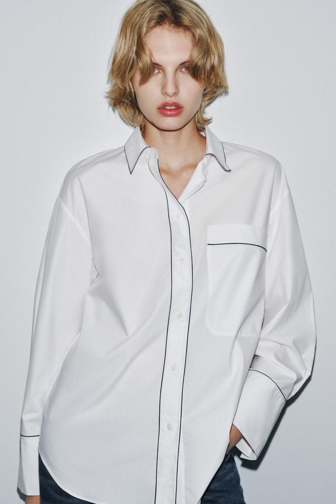 Contrast Poplin Shirt - ModeVera